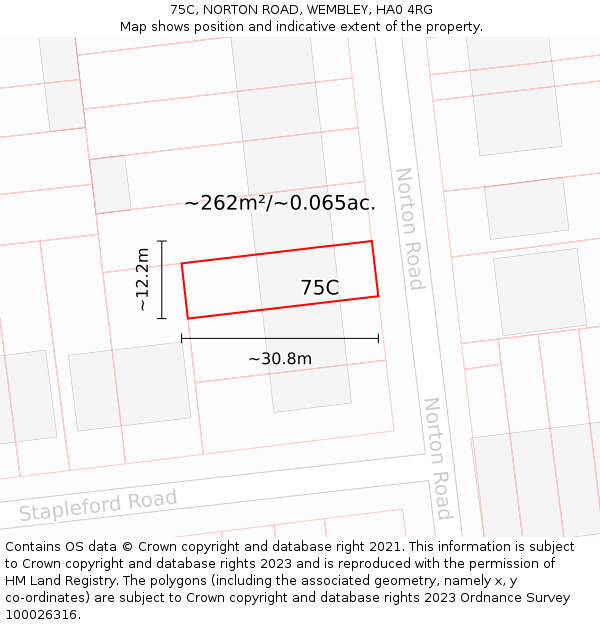 75C, NORTON ROAD, WEMBLEY, HA0 4RG: Plot and title map