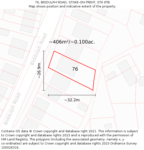 76, BIDDULPH ROAD, STOKE-ON-TRENT, ST6 6TB: Plot and title map