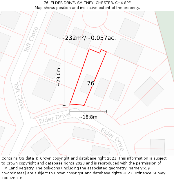 76, ELDER DRIVE, SALTNEY, CHESTER, CH4 8PF: Plot and title map