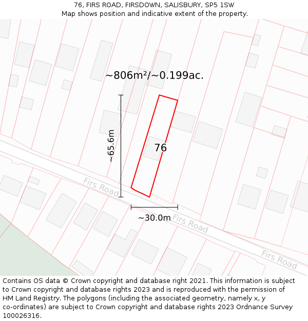 76, FIRS ROAD, FIRSDOWN, SALISBURY, SP5 1SW: Plot and title map