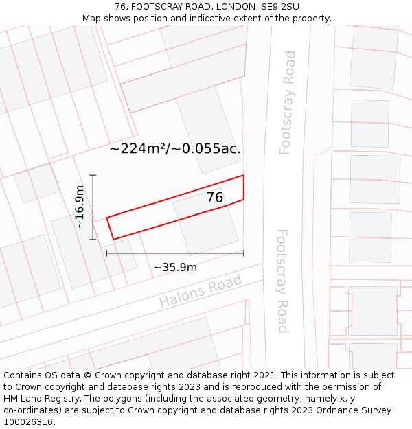 76, FOOTSCRAY ROAD, LONDON, SE9 2SU: Plot and title map