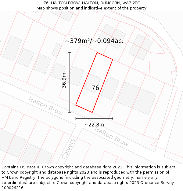 76, HALTON BROW, HALTON, RUNCORN, WA7 2EG: Plot and title map