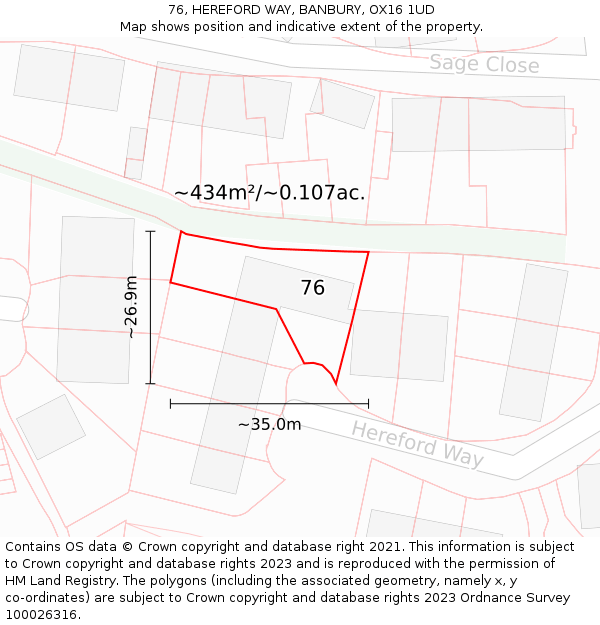 76, HEREFORD WAY, BANBURY, OX16 1UD: Plot and title map