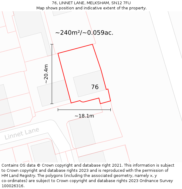 76, LINNET LANE, MELKSHAM, SN12 7FU: Plot and title map