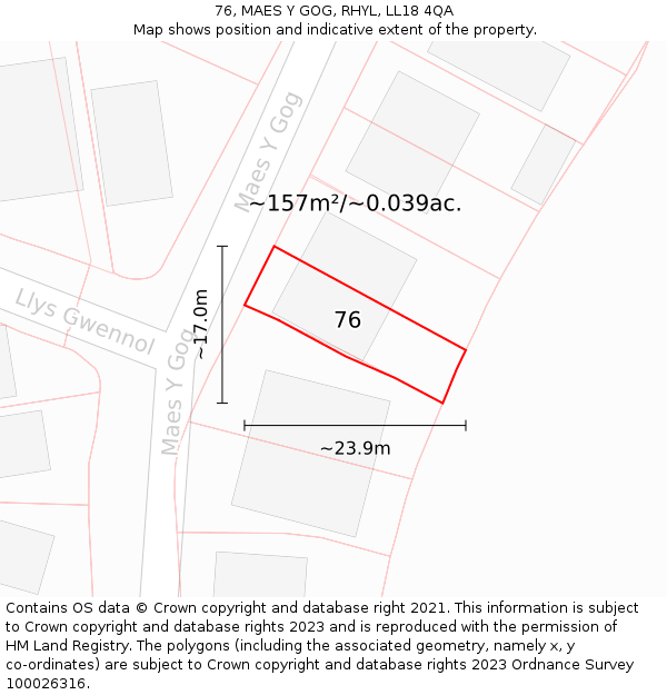 76, MAES Y GOG, RHYL, LL18 4QA: Plot and title map