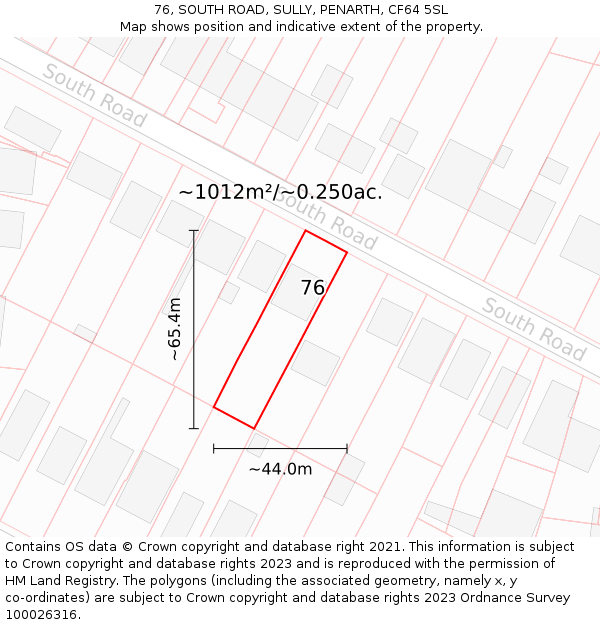 76, SOUTH ROAD, SULLY, PENARTH, CF64 5SL: Plot and title map