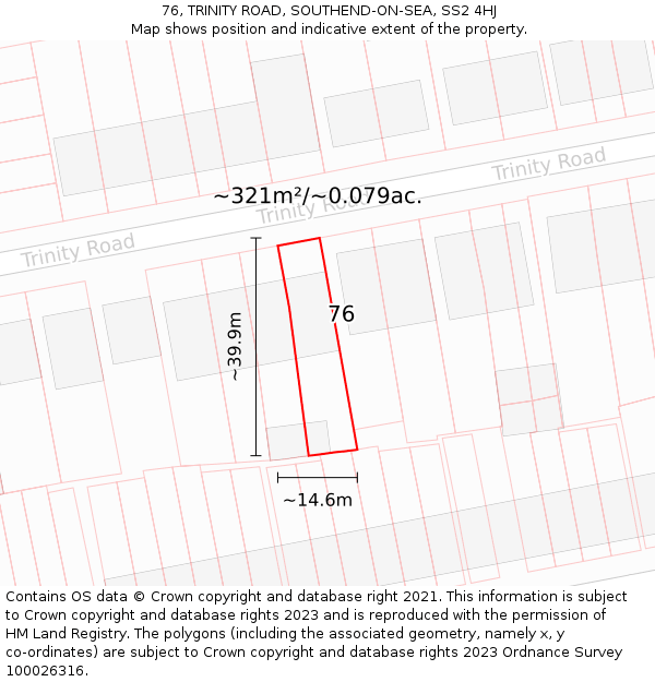 76, TRINITY ROAD, SOUTHEND-ON-SEA, SS2 4HJ: Plot and title map