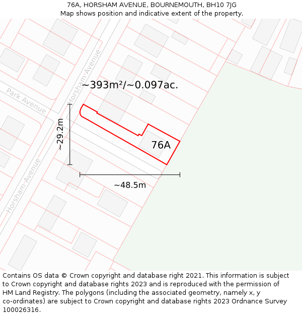 76A, HORSHAM AVENUE, BOURNEMOUTH, BH10 7JG: Plot and title map