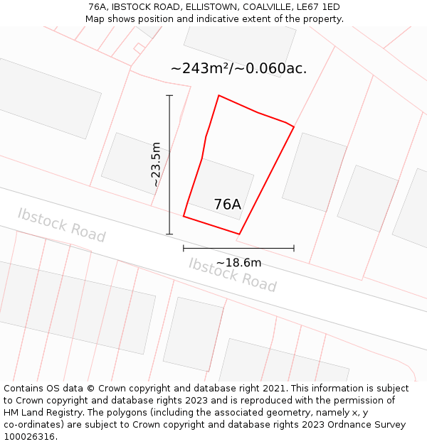 76A, IBSTOCK ROAD, ELLISTOWN, COALVILLE, LE67 1ED: Plot and title map