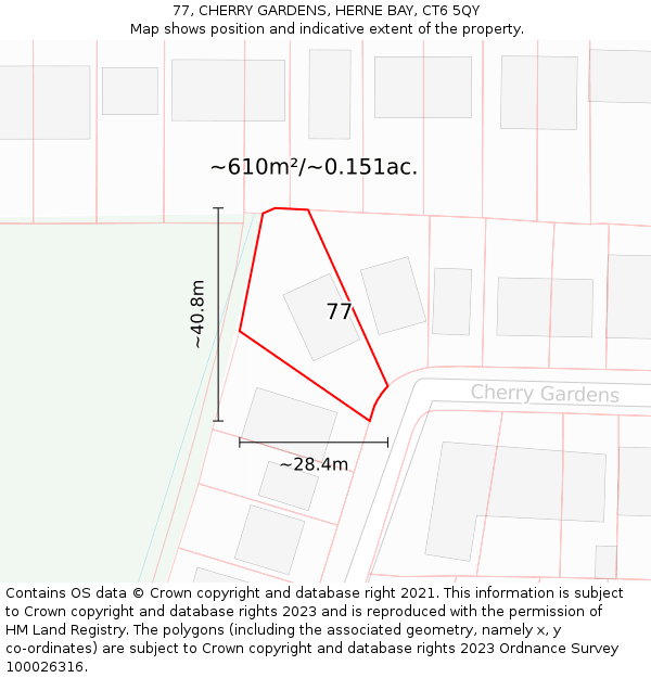 77, CHERRY GARDENS, HERNE BAY, CT6 5QY: Plot and title map