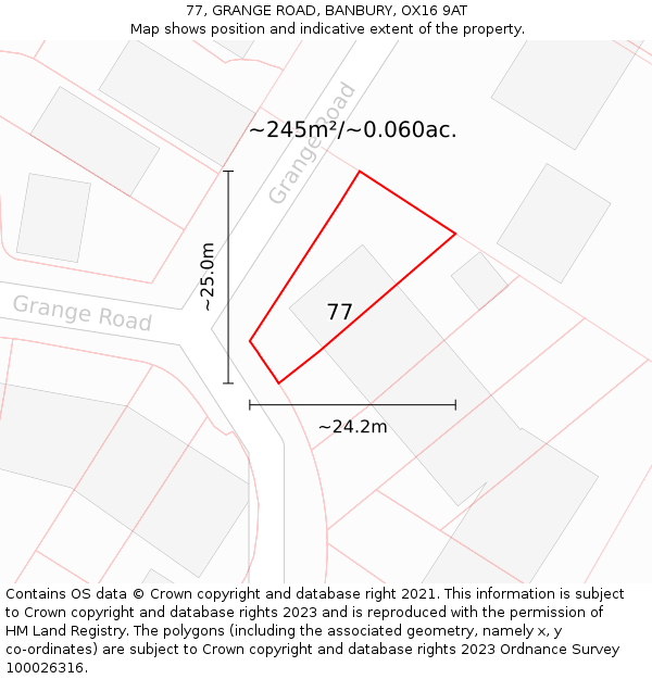 77, GRANGE ROAD, BANBURY, OX16 9AT: Plot and title map