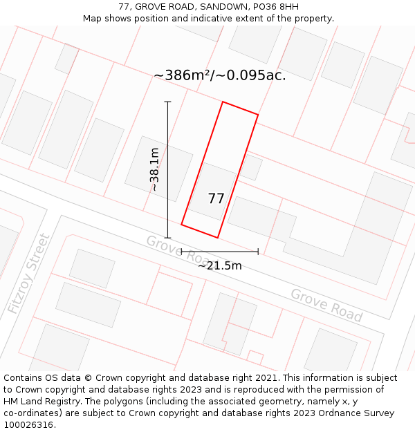 77, GROVE ROAD, SANDOWN, PO36 8HH: Plot and title map