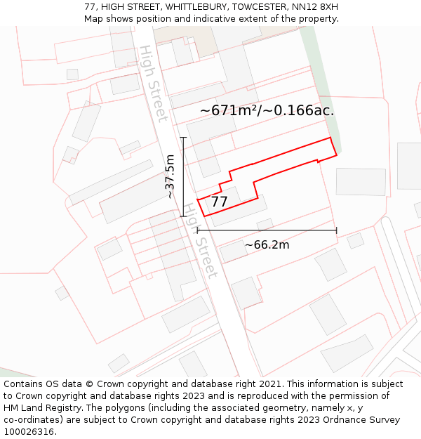 77, HIGH STREET, WHITTLEBURY, TOWCESTER, NN12 8XH: Plot and title map