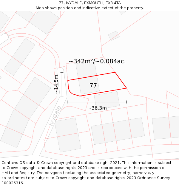 77, IVYDALE, EXMOUTH, EX8 4TA: Plot and title map