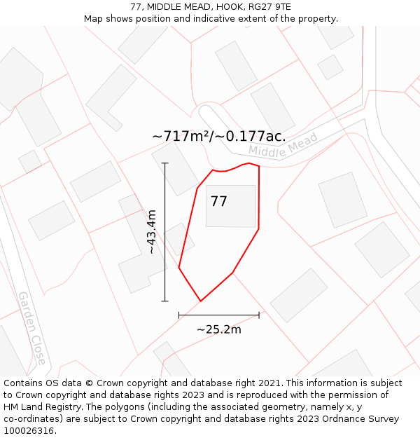 77, MIDDLE MEAD, HOOK, RG27 9TE: Plot and title map