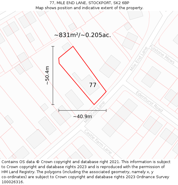 77, MILE END LANE, STOCKPORT, SK2 6BP: Plot and title map