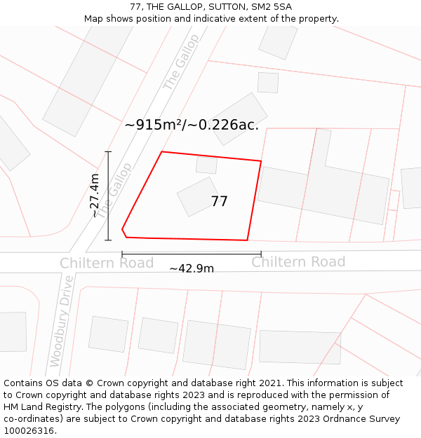 77, THE GALLOP, SUTTON, SM2 5SA: Plot and title map