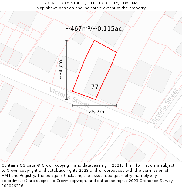 77, VICTORIA STREET, LITTLEPORT, ELY, CB6 1NA: Plot and title map