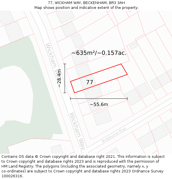 77, WICKHAM WAY, BECKENHAM, BR3 3AH: Plot and title map