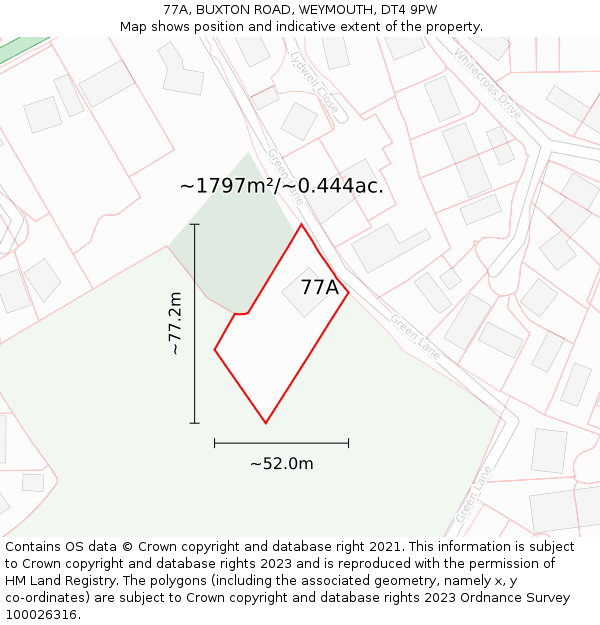 77A, BUXTON ROAD, WEYMOUTH, DT4 9PW: Plot and title map