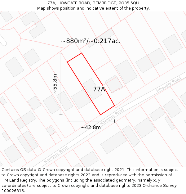 77A, HOWGATE ROAD, BEMBRIDGE, PO35 5QU: Plot and title map