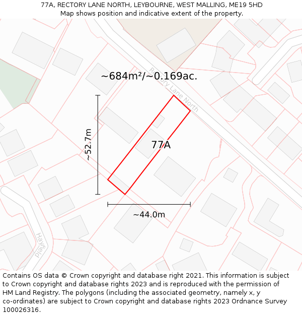 77A, RECTORY LANE NORTH, LEYBOURNE, WEST MALLING, ME19 5HD: Plot and title map