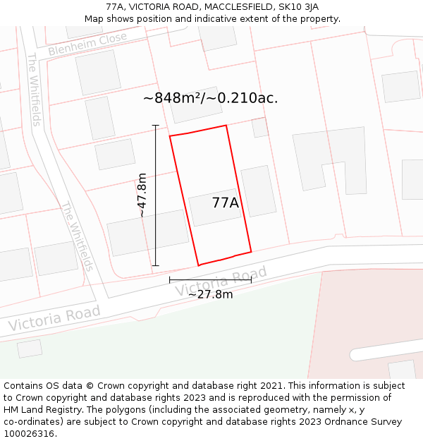 77A, VICTORIA ROAD, MACCLESFIELD, SK10 3JA: Plot and title map