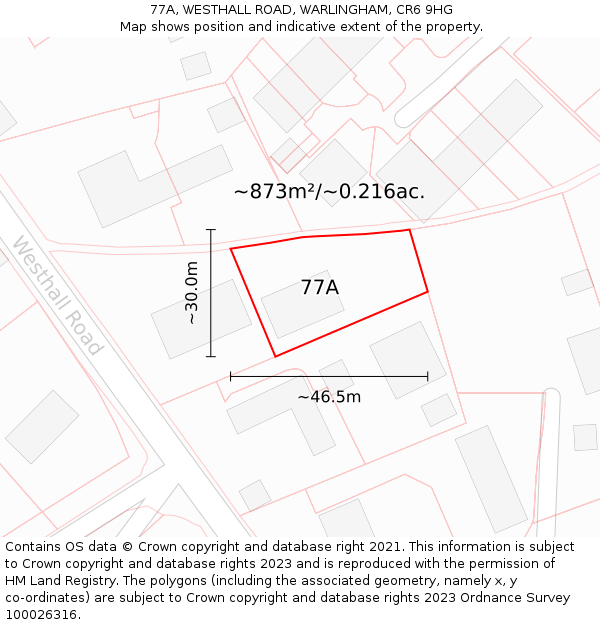 77A, WESTHALL ROAD, WARLINGHAM, CR6 9HG: Plot and title map