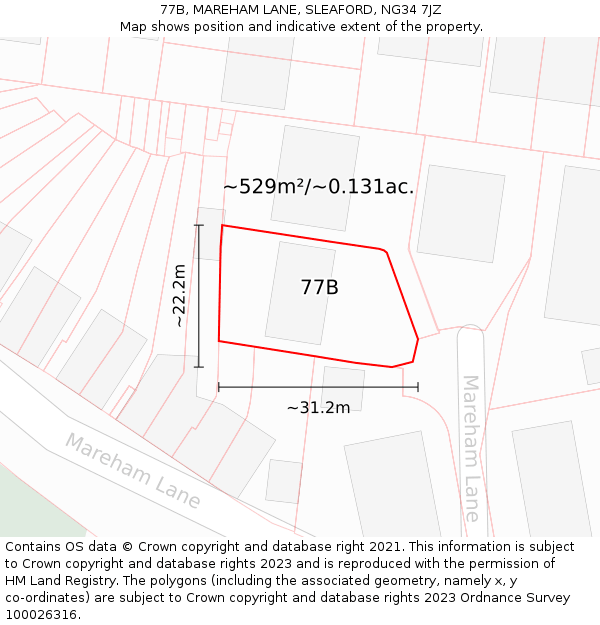 77B, MAREHAM LANE, SLEAFORD, NG34 7JZ: Plot and title map