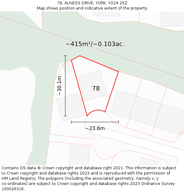 78, ALNESS DRIVE, YORK, YO24 2XZ: Plot and title map