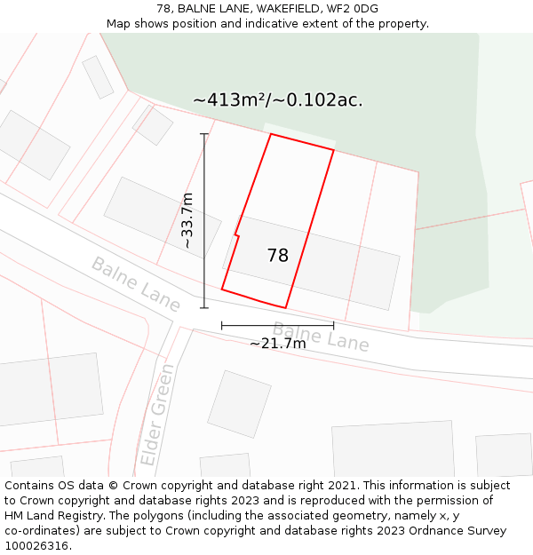 78, BALNE LANE, WAKEFIELD, WF2 0DG: Plot and title map