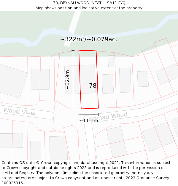 78, BRYNAU WOOD, NEATH, SA11 3YQ: Plot and title map