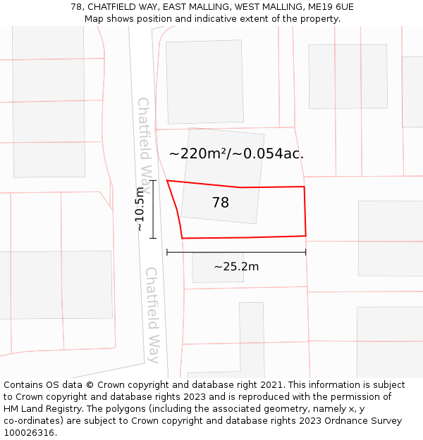 78, CHATFIELD WAY, EAST MALLING, WEST MALLING, ME19 6UE: Plot and title map