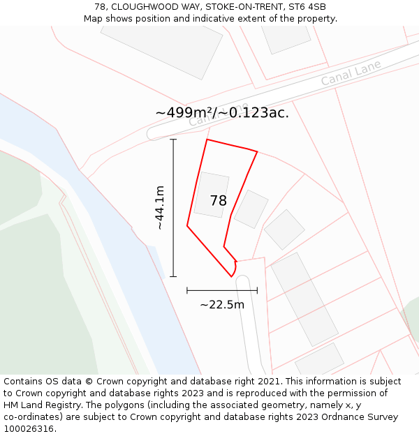 78, CLOUGHWOOD WAY, STOKE-ON-TRENT, ST6 4SB: Plot and title map