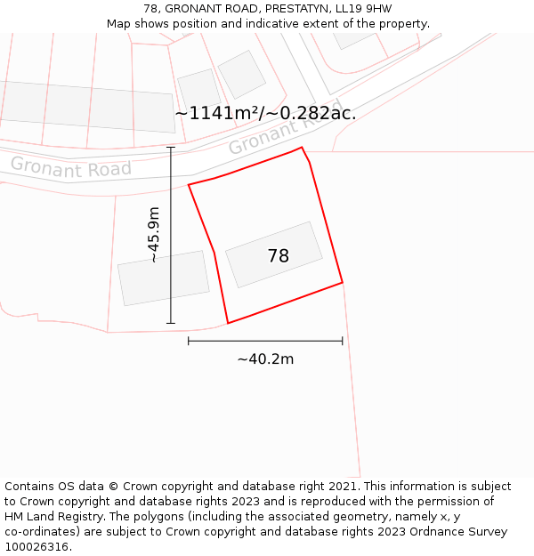 78, GRONANT ROAD, PRESTATYN, LL19 9HW: Plot and title map