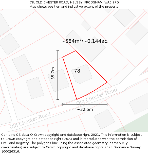 78, OLD CHESTER ROAD, HELSBY, FRODSHAM, WA6 9PQ: Plot and title map