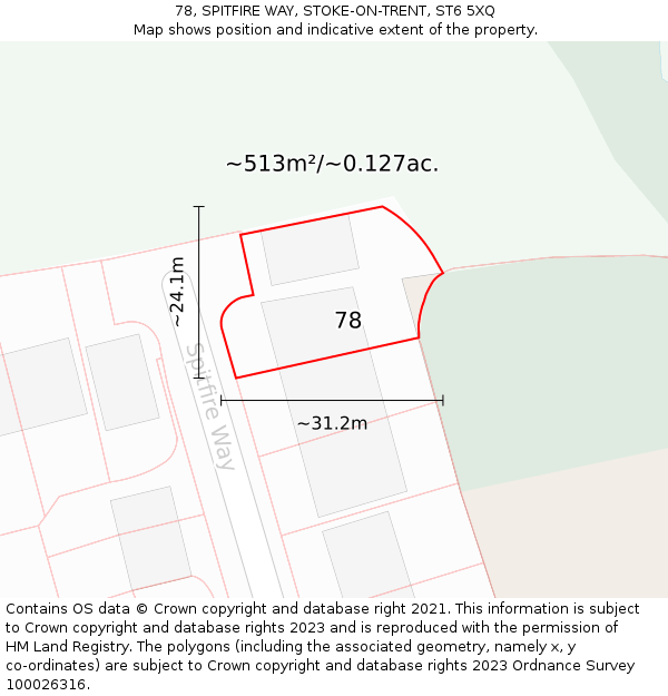 78, SPITFIRE WAY, STOKE-ON-TRENT, ST6 5XQ: Plot and title map