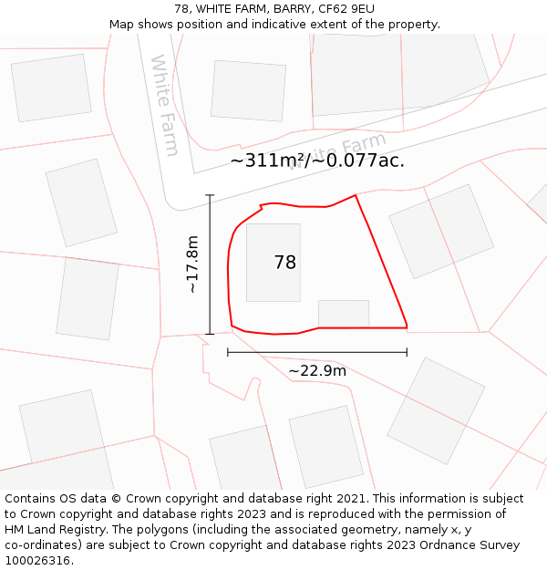 78, WHITE FARM, BARRY, CF62 9EU: Plot and title map