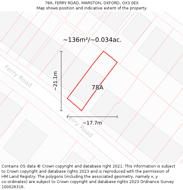 78A, FERRY ROAD, MARSTON, OXFORD, OX3 0EX: Plot and title map