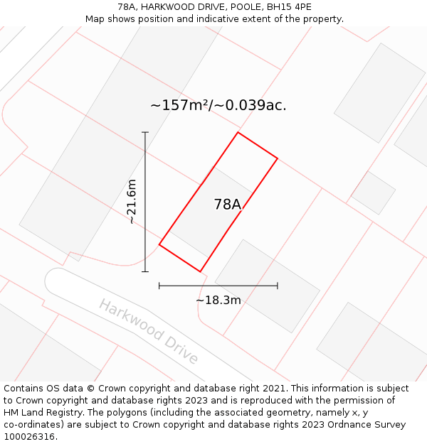 78A, HARKWOOD DRIVE, POOLE, BH15 4PE: Plot and title map