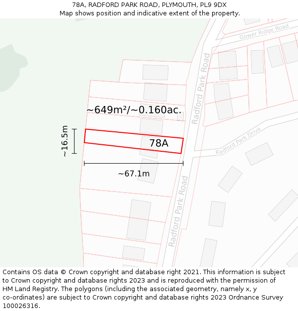 78A, RADFORD PARK ROAD, PLYMOUTH, PL9 9DX: Plot and title map