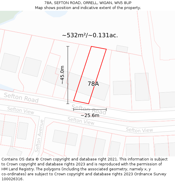 78A, SEFTON ROAD, ORRELL, WIGAN, WN5 8UP: Plot and title map