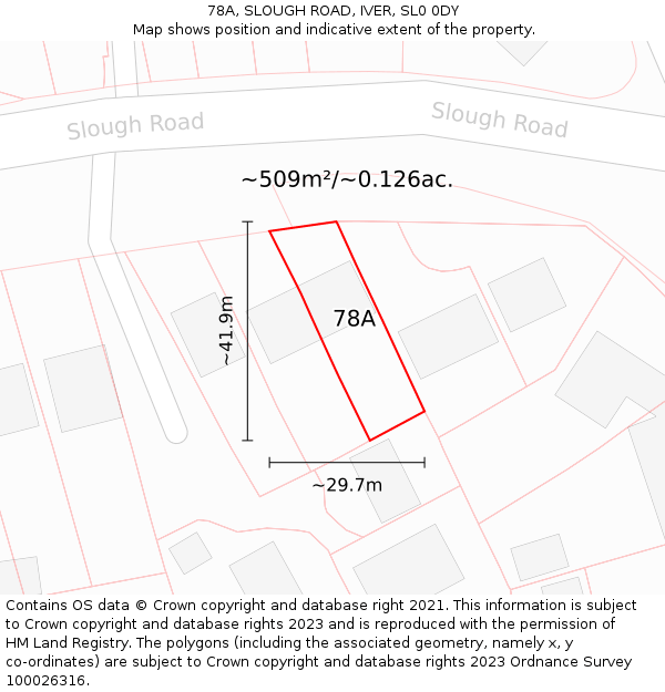 78A, SLOUGH ROAD, IVER, SL0 0DY: Plot and title map