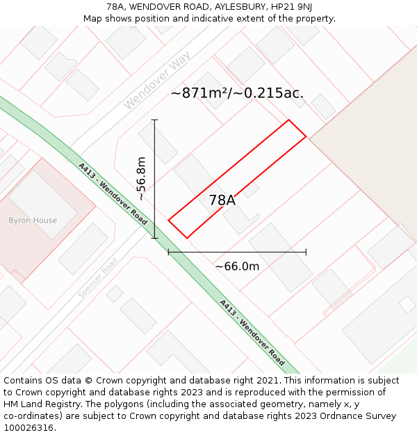 78A, WENDOVER ROAD, AYLESBURY, HP21 9NJ: Plot and title map