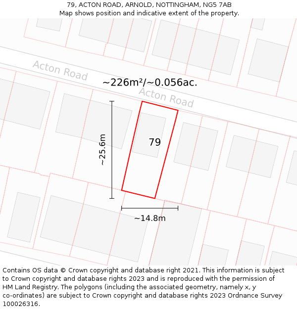 79, ACTON ROAD, ARNOLD, NOTTINGHAM, NG5 7AB: Plot and title map