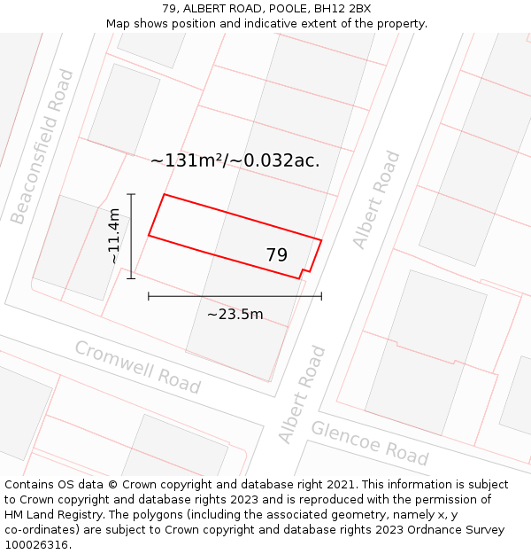 79, ALBERT ROAD, POOLE, BH12 2BX: Plot and title map