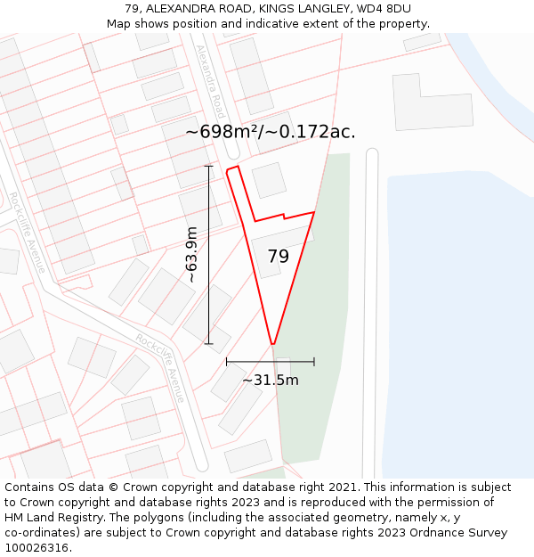 79, ALEXANDRA ROAD, KINGS LANGLEY, WD4 8DU: Plot and title map