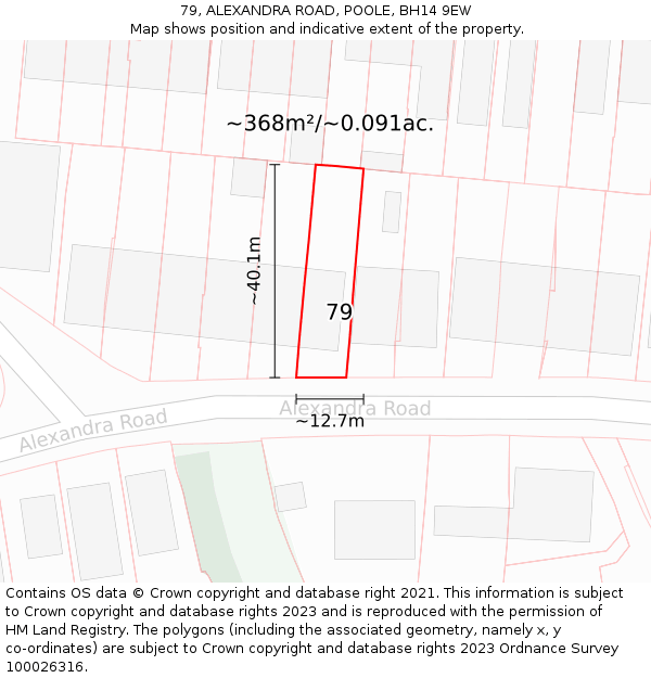 79, ALEXANDRA ROAD, POOLE, BH14 9EW: Plot and title map