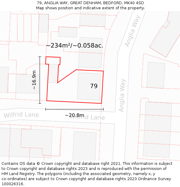 79, ANGLIA WAY, GREAT DENHAM, BEDFORD, MK40 4SD: Plot and title map