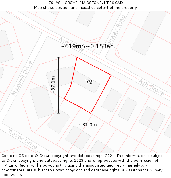 79, ASH GROVE, MAIDSTONE, ME16 0AD: Plot and title map